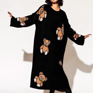 Dressed in Lala Oversized Knit Dress in Teddy Bears